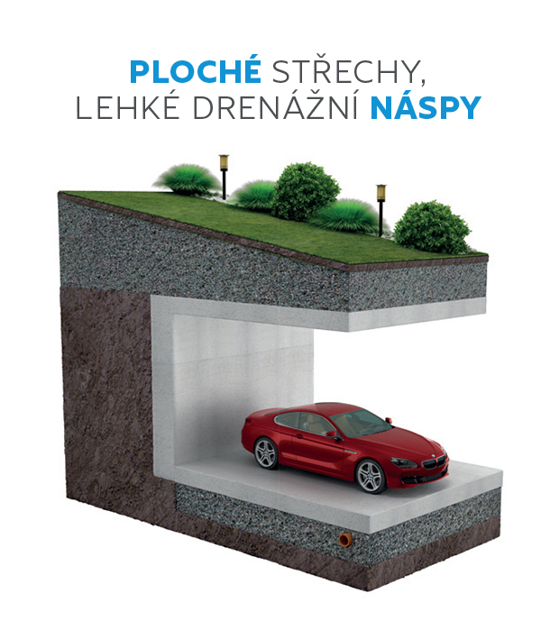 Recyklovaná izolace plochých střech a lehké drenážní náspy
